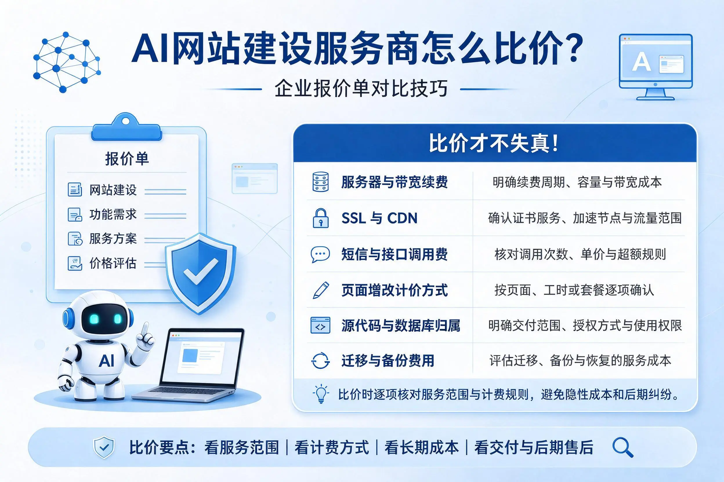 AI网站建设服务商怎么比价?襄阳企业报价单对比技巧